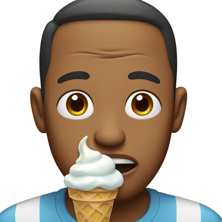 Man crying while eating ice cream emoji