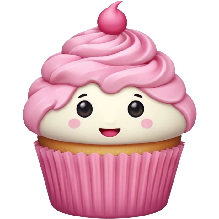 cute cupcake with pink frosting emoji