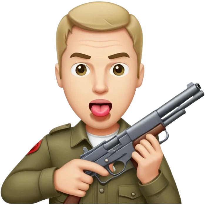 Man with tongue out and gun emoji