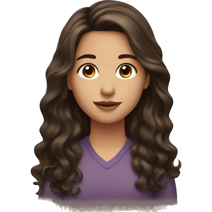 girl with brown eyes and long dark brown wavy layered hair emoji