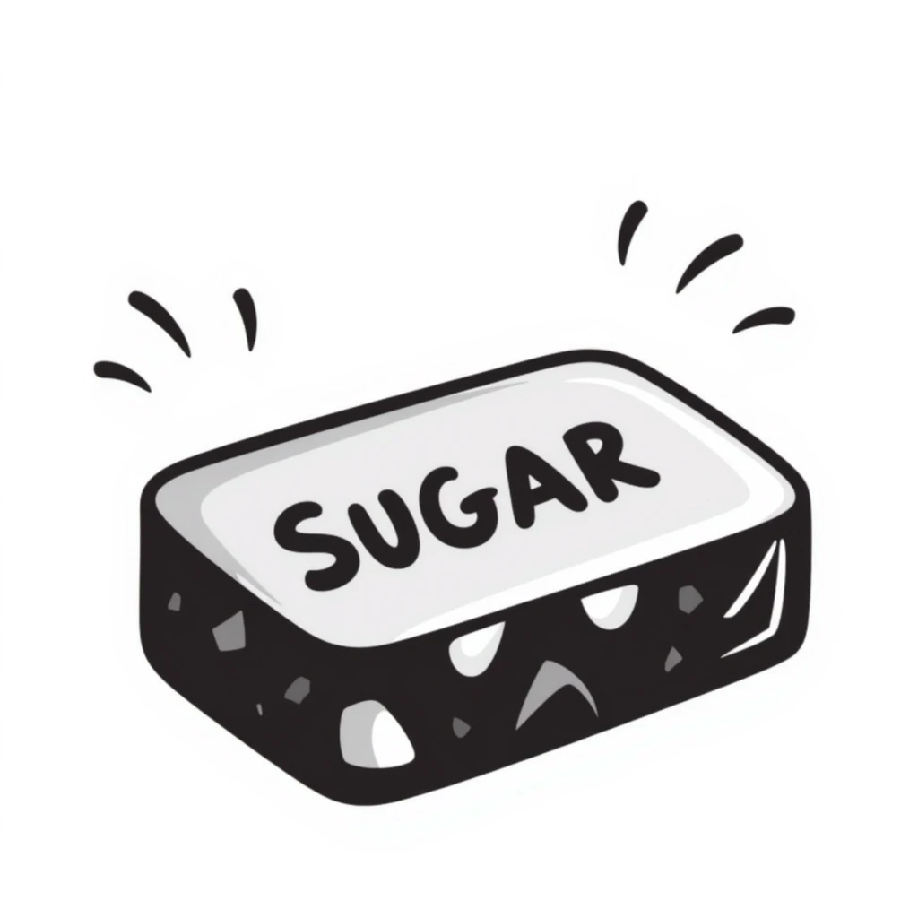 A sugar brick emoji in black doodle style. emoji