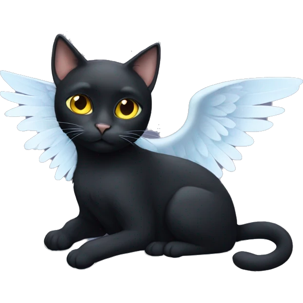 Black cat with angel wings emoji