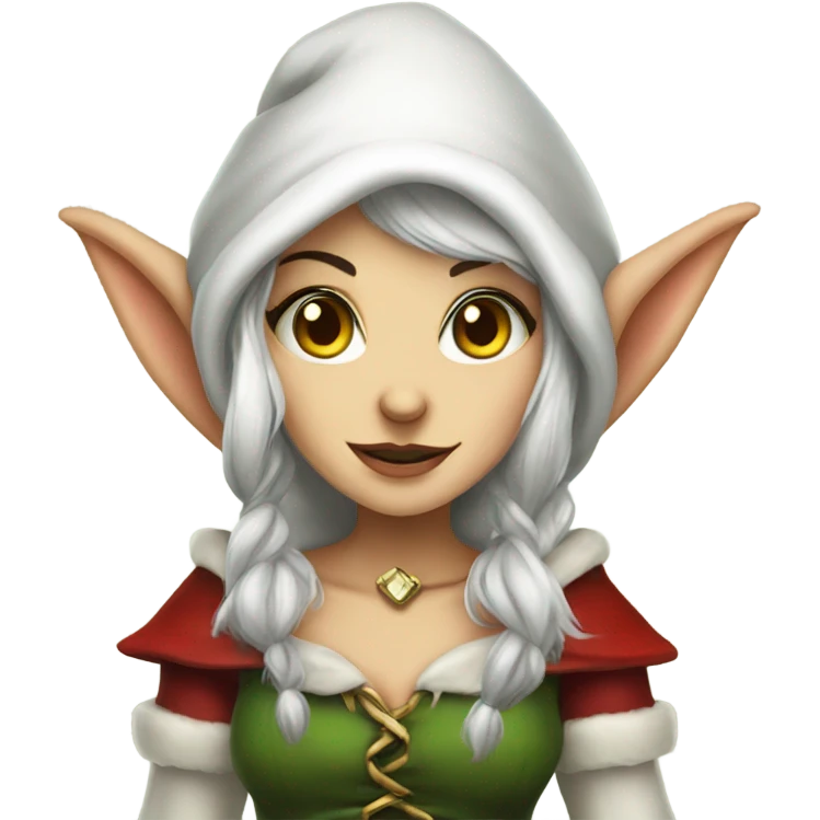 rogue female elf fantasy wearing santa hat emoji