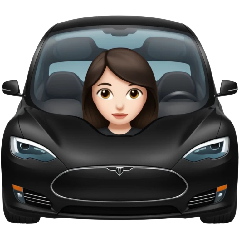 Black Tesla with brunette/auburn girl inside emoji