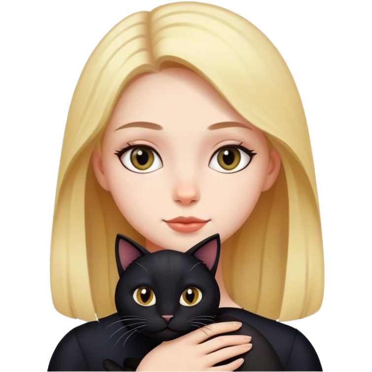 girl with black cat emoji