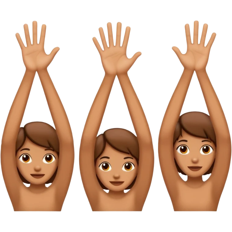 Three different hands holding up a 2, a 3, and then a 0 emoji
