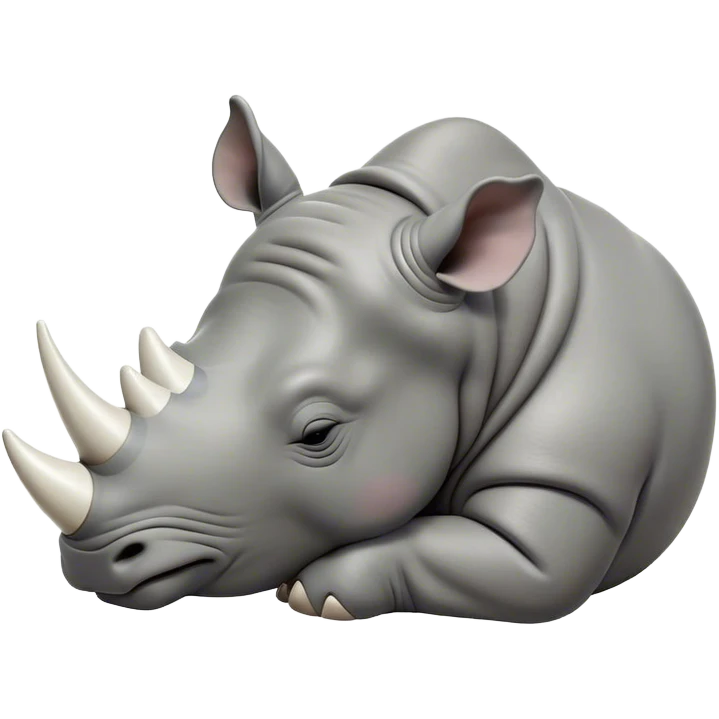 Meme-Worthy Cute Sleeping Rhinoceros Portrait Emoji, Head resting peacefully with a contented smile, showcasing a massive, robust build and a luxuriously soft slate-gray hide, accented by a gentle white horn, eyes shut in a serene, restful nap, Simplified yet hilariously adorable features, highly detailed, glowing with a soft, drowsy light, high shine, relaxed and utterly lovable, stylized with an air of playful laziness, bright and heartwarming, soft glowing outline, capturing the essence of a comically sleepy rhinoceros, so meme-worthy it feels like it could instantly become the next viral sensation of adorable slumber! emoji
