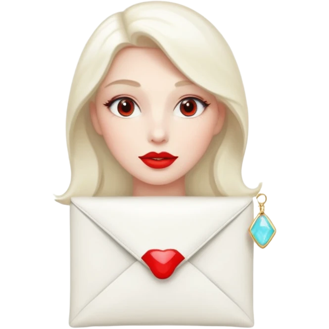 a beautiful loving  on it lipstick white opal envelope emoji