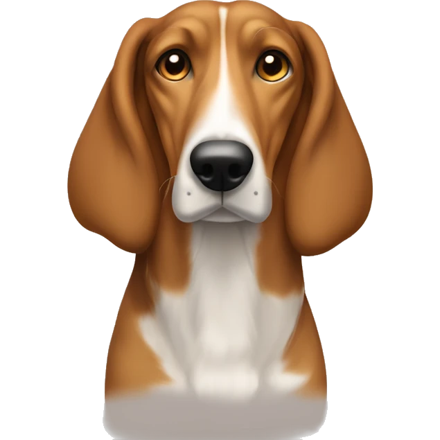 light brown coonhound mixed with a collie with a long nose and brown eyes emoji