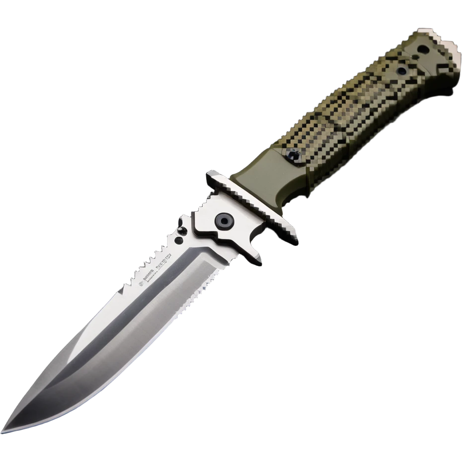military tactical bushcraft knife with NATO olive handle emoji