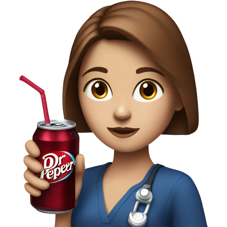 Drinking dr pepper cherry flavoured Brown hair girl blue eyes emoji