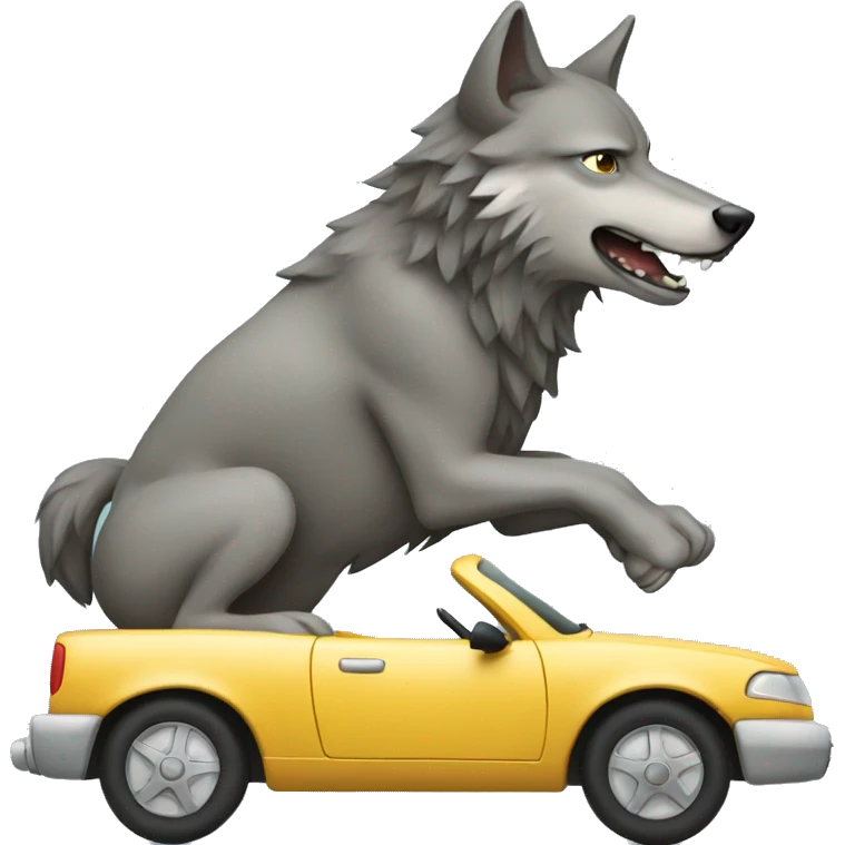 Wolf riding a car emoji