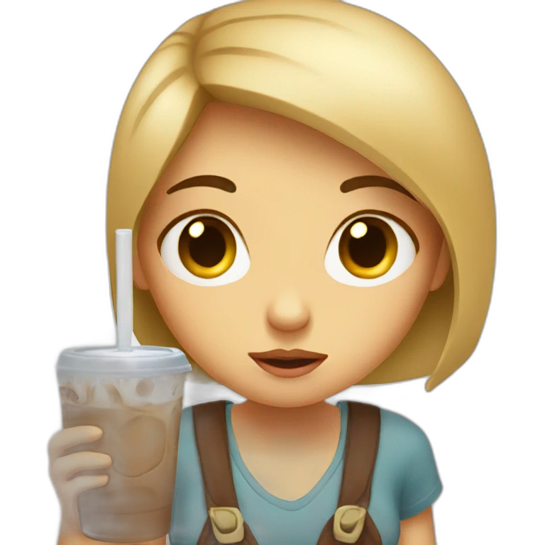 iced coffee girl sad emoji