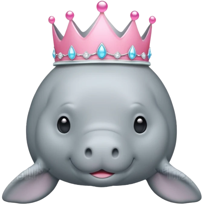a manatee with a pink princess tiara emoji