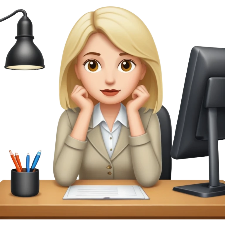 a white woman under desk emoji
