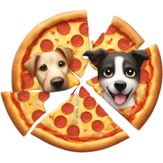 A cat and a dog sharing a pizza emoji
