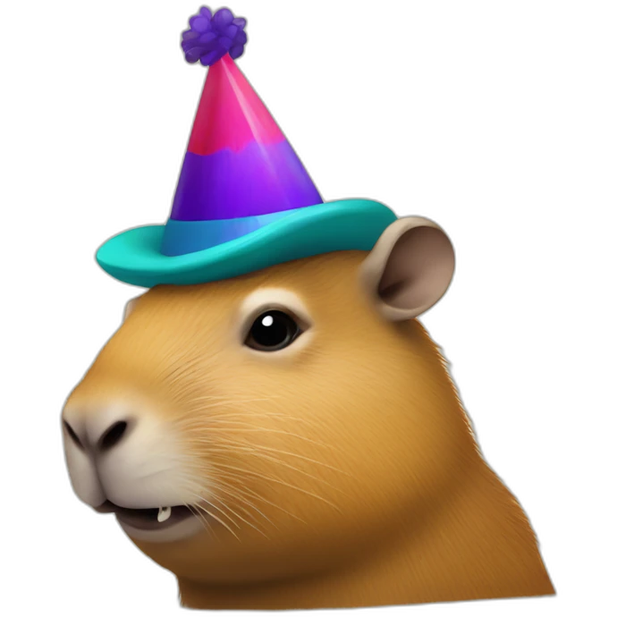 Capybara wearing a clown hat and make up emoji