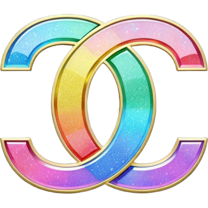 Rainbow effect holographic glitter chanel sign emoji