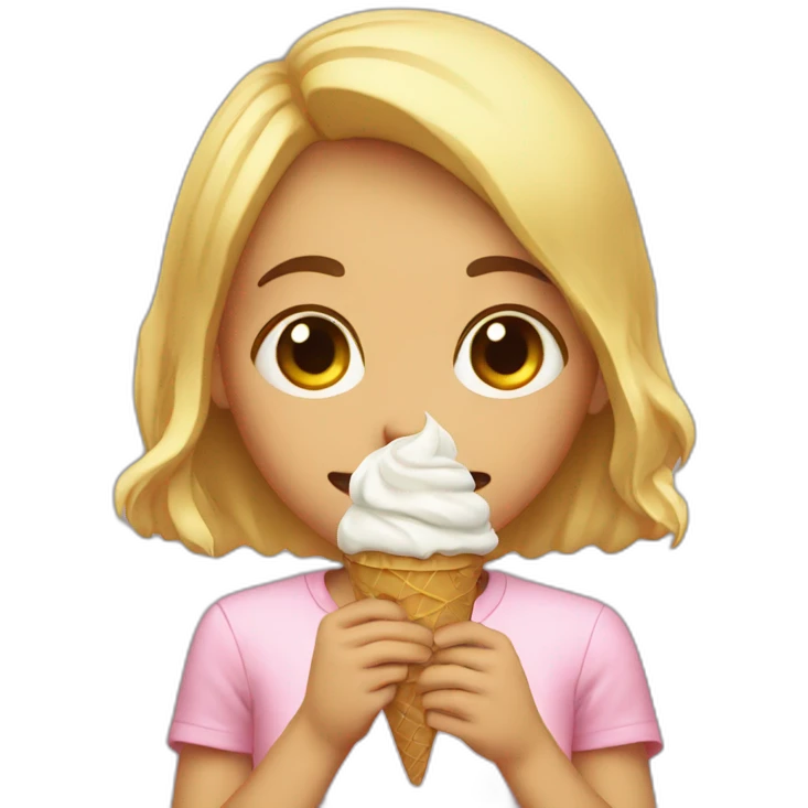 Girl crying with ice cream in a hands  emoji