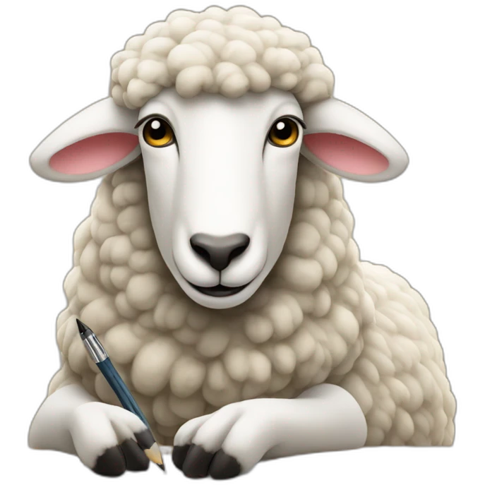 Sheep writing on a table emoji