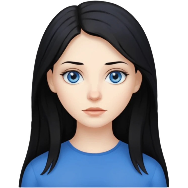 white woman with choppy long black hair emoji