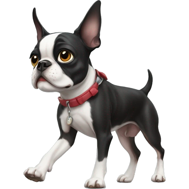 Boston terrier walking like a human emoji