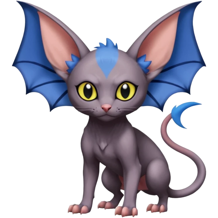 Noibat-Lykoi-Sphynx-Nargacuga-Litten-fusion-Fakemon-Pokémon-creature  emoji