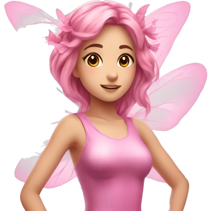 Anime fairy girl with pink clothes flying with fairy wings beautiful and elegant  emoji