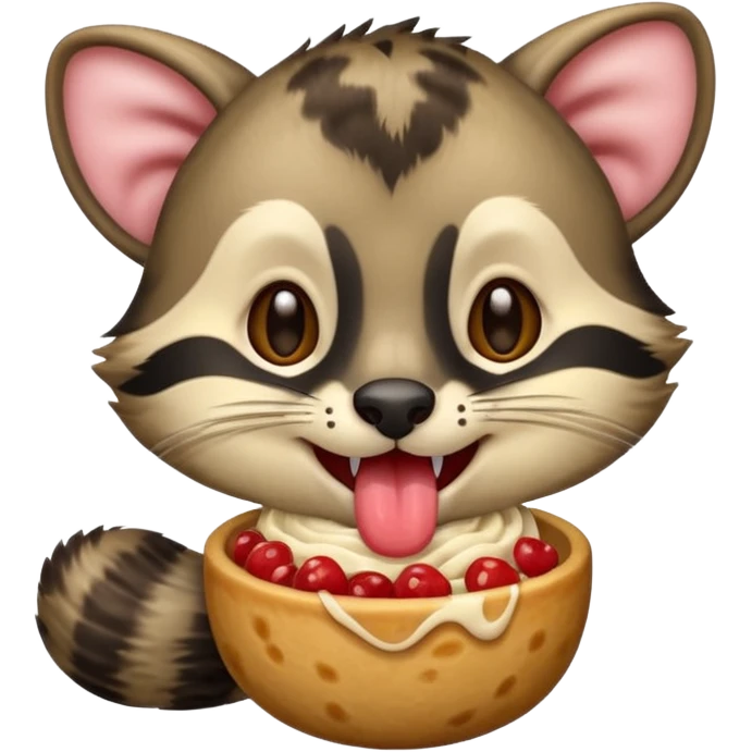 civet emoji with enjoying food with long tongue emoji