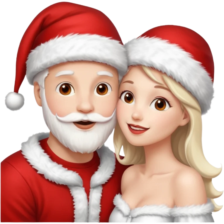 a handsome man and a pretty woman kiss each other Christmas vibe emoji