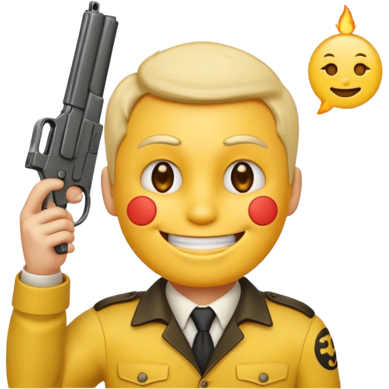 It should look like the smiling emoji with a gun to his head. The muzzle is pointed towards his face (This is ironically) emoji