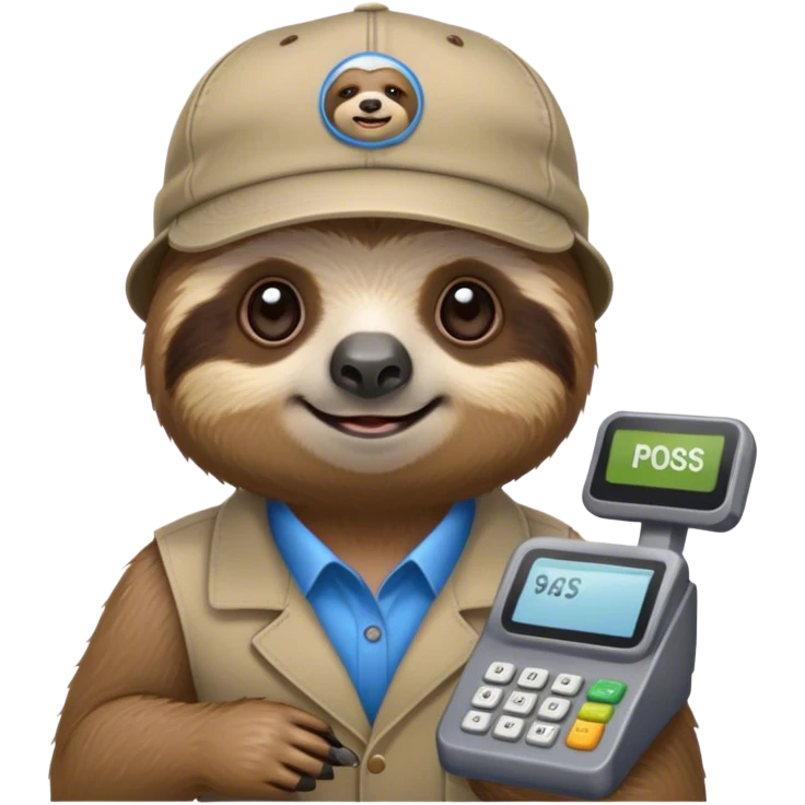 sloth cashier in cap emoji