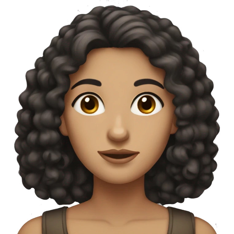 Greek woman with black curly hair and brown eyes emoji