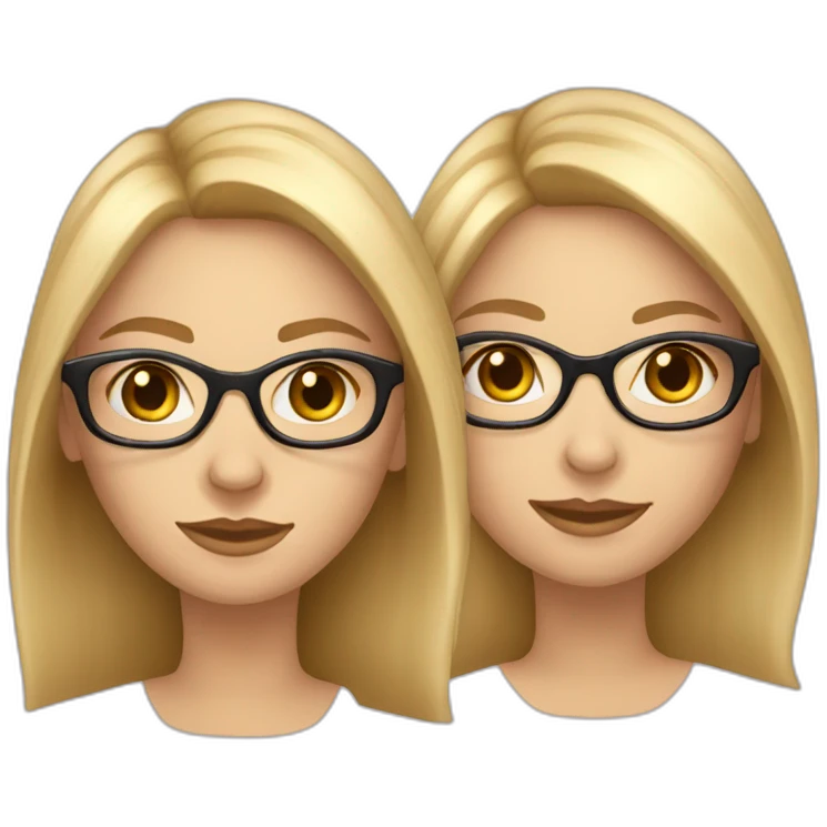 Two Woman. One blond Hair Medium Long hair. Fair Skin Color. Wears Glases. Woman Long Brown Hair emoji