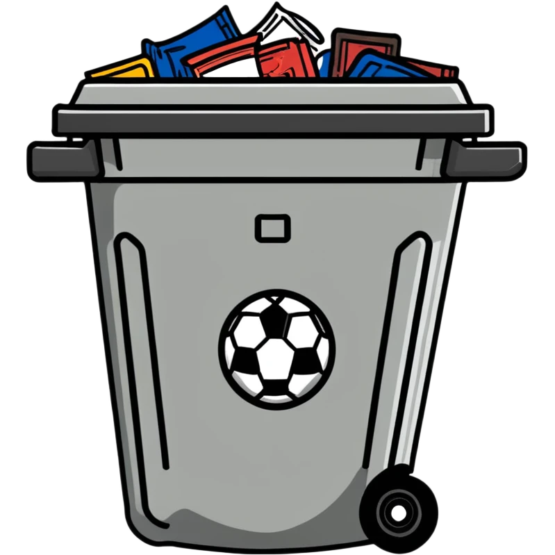 Barcelona soccer team in a trash can emoji