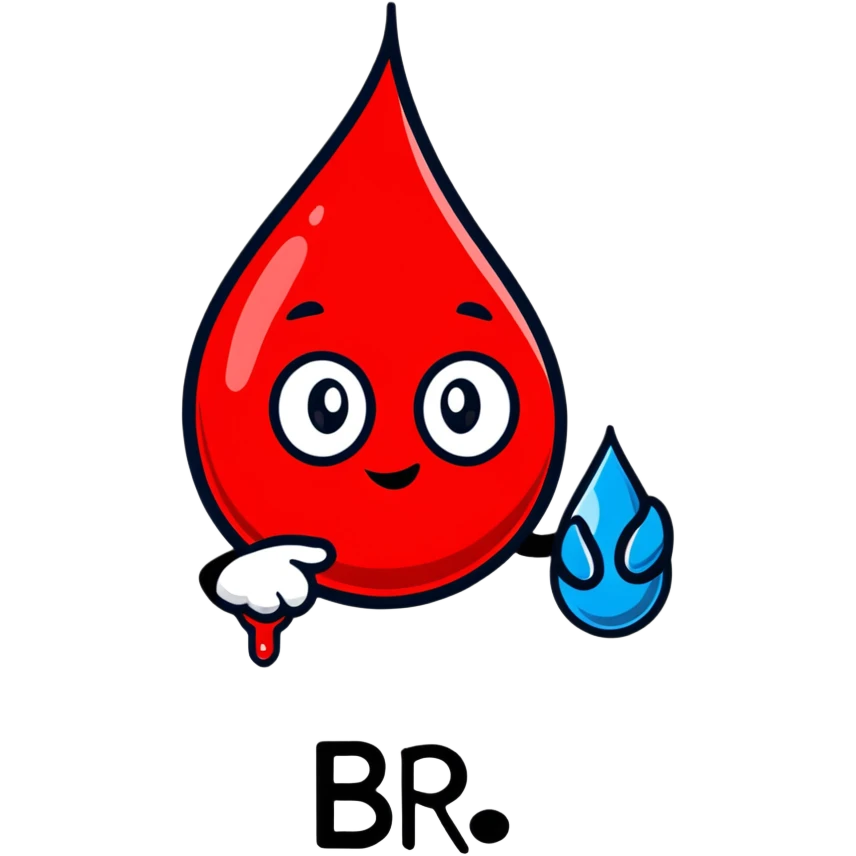 blood drop character holding a BRB sign emoji
