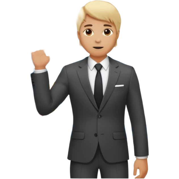 silhouette of a light-haired man standing next to a project board emoji