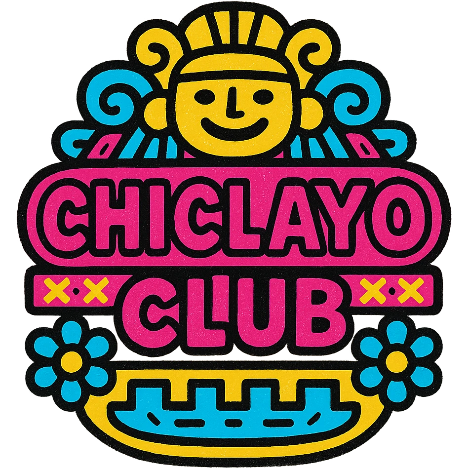 logo for 'Chiclayo Club' using Peruvian colors palette, incorporating traditional patterns or motifs like Andean textiles to symbolize unity and joy, warm inviting integration of text 'Chiclayo Club' emoji