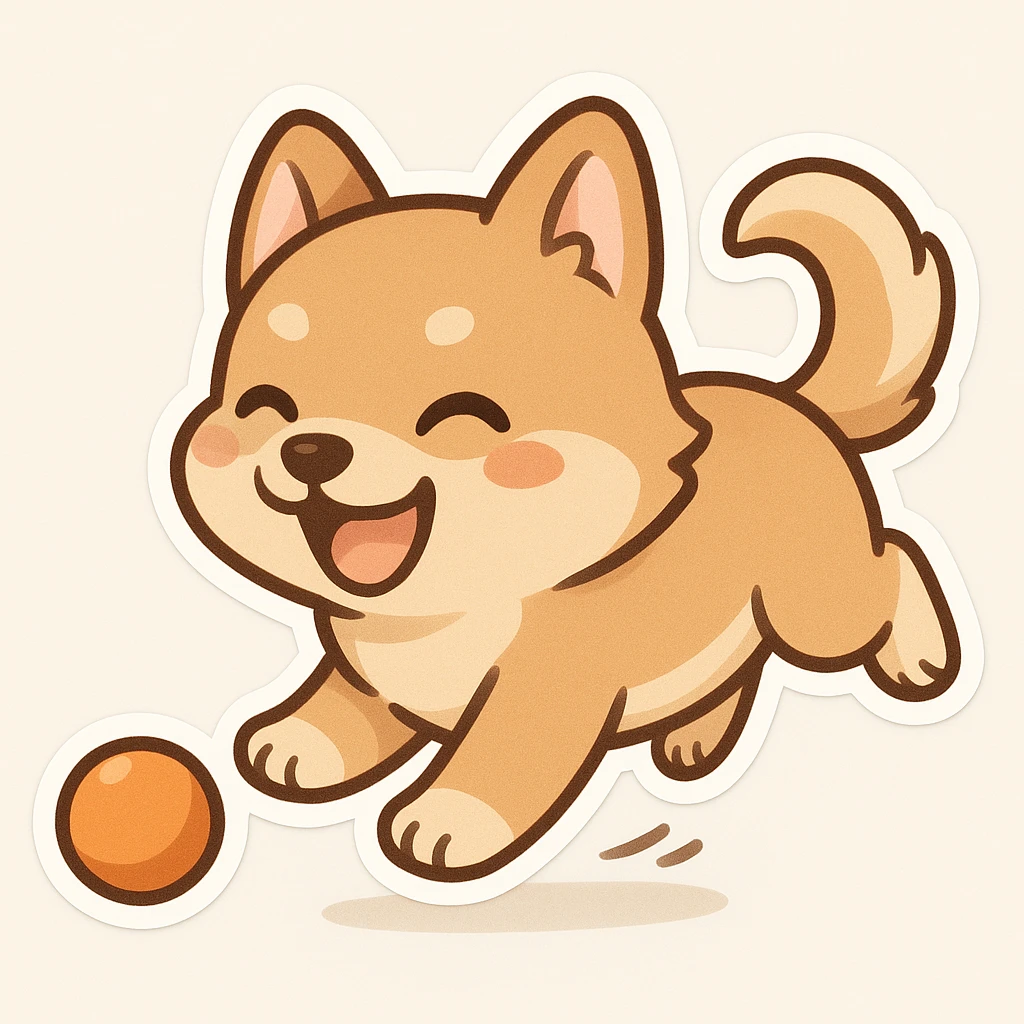 happy dog running after ball emoji