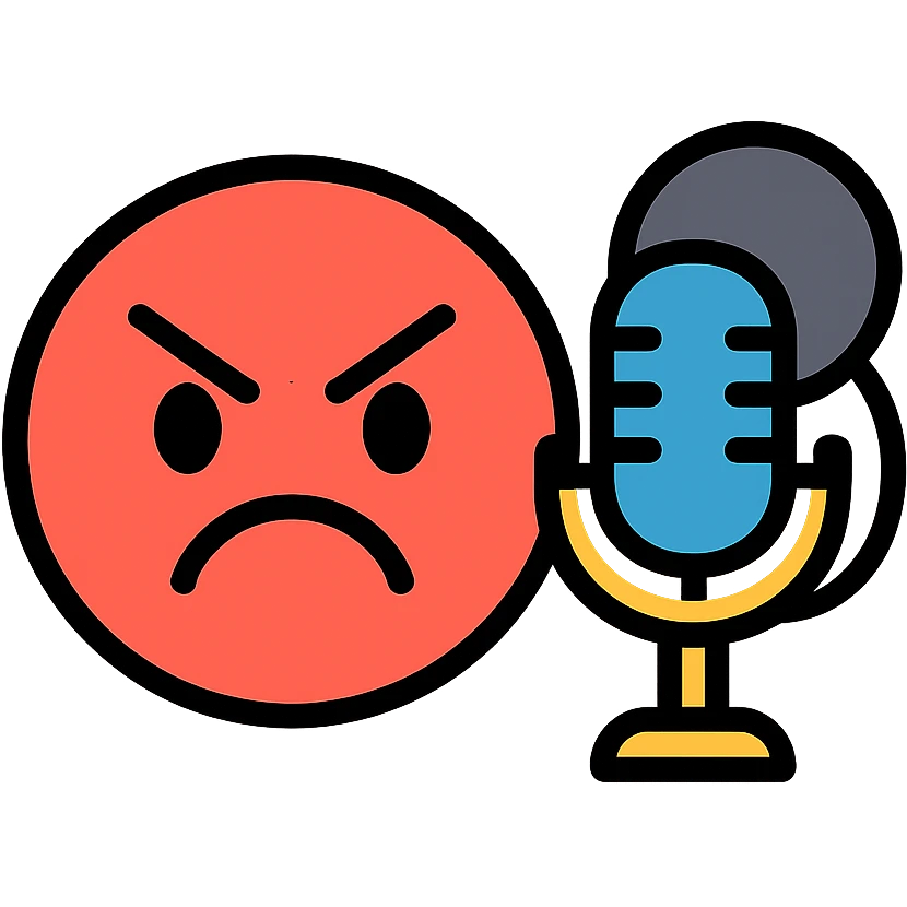 angry emoji with streaming microphone and pop filter emoji