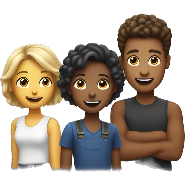 2 girls are singing, 2 boys are chatting emoji