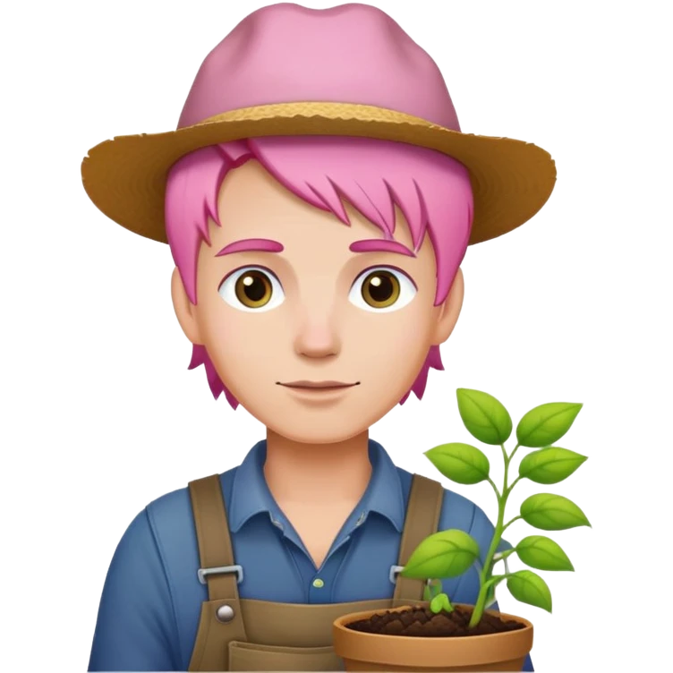 Farmer with pink hair planting seeds emoji