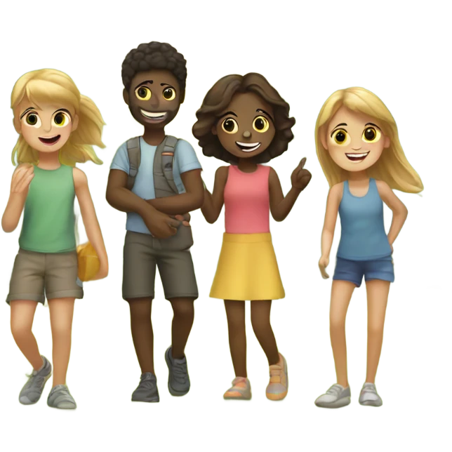 boys and girls having fun outdoors emoji