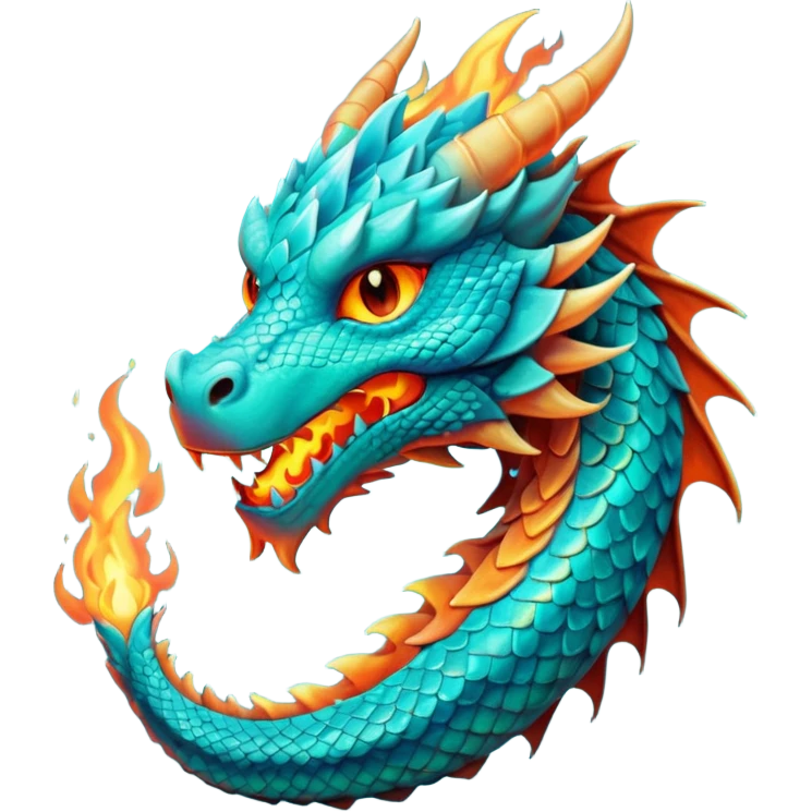 Dragon breathing turquoise fire emoji
