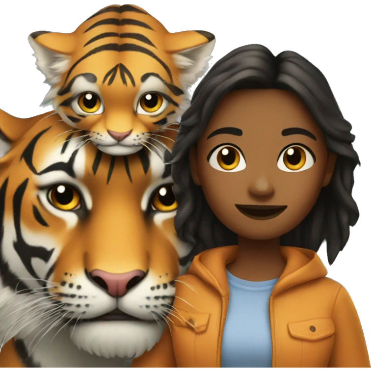 Girl with tiger  emoji
