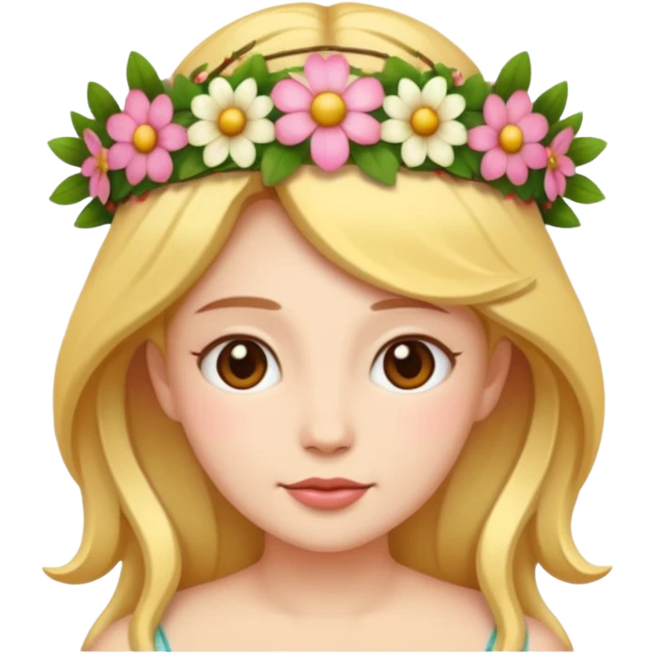 goddess emoji, gentle, nurturing, floral crown, minimal background emoji
