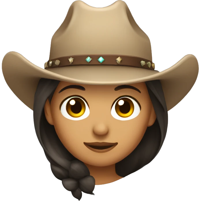 Cowgirl fair skin and long dark hair emoji
