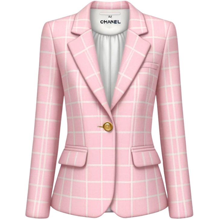 Powder pink Chanel plaid tweet blazer emoji