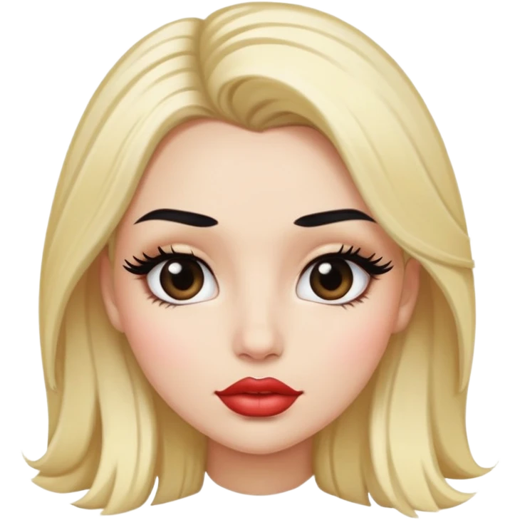 Blonde girl with black roots with big lips and eyelashes emoji
