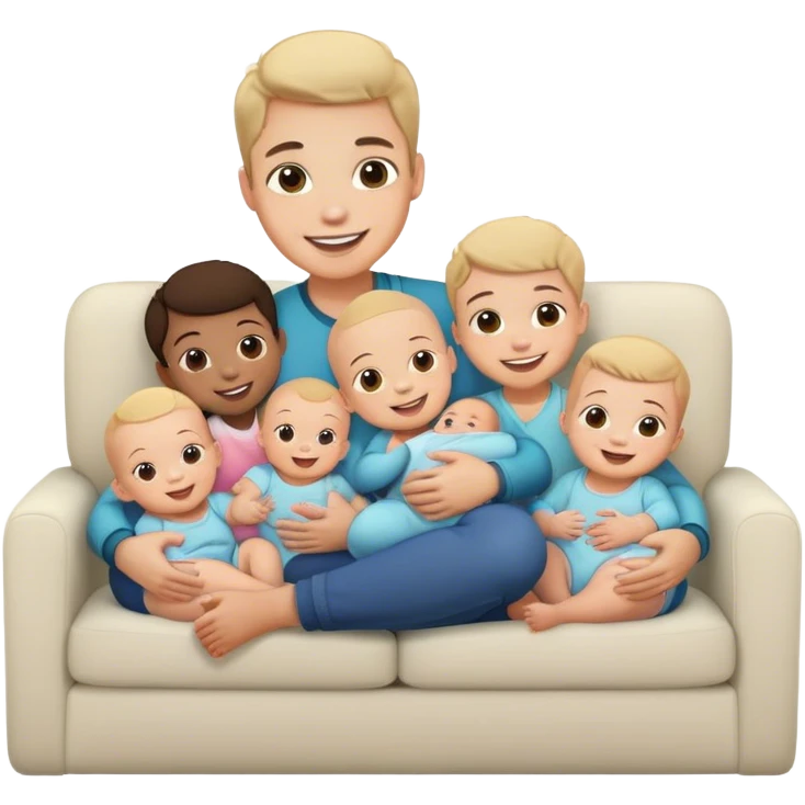 Couch with lots of babies emoji